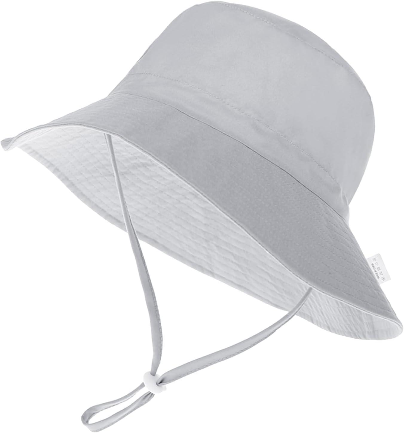 imageBaby Sun Hat Adjustable Cap Toddler Beach Summer Hats UPF 50 for Baby Girl BoyGray