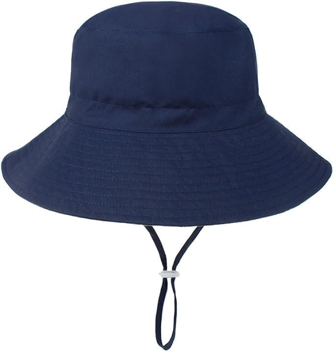 imageBaby Sun Hat Adjustable Cap Toddler Beach Summer Hats UPF 50 for Baby Girl BoyNavygrey