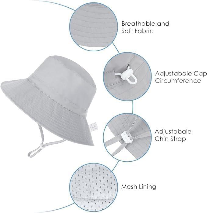 imageBaby Sun Hat Adjustable Cap Toddler Beach Summer Hats UPF 50 for Baby Girl BoyNavygrey
