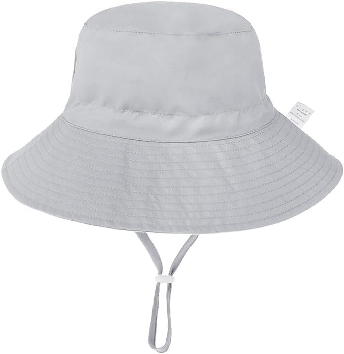 imageBaby Sun Hat Adjustable Cap Toddler Beach Summer Hats UPF 50 for Baby Girl BoyNavygrey