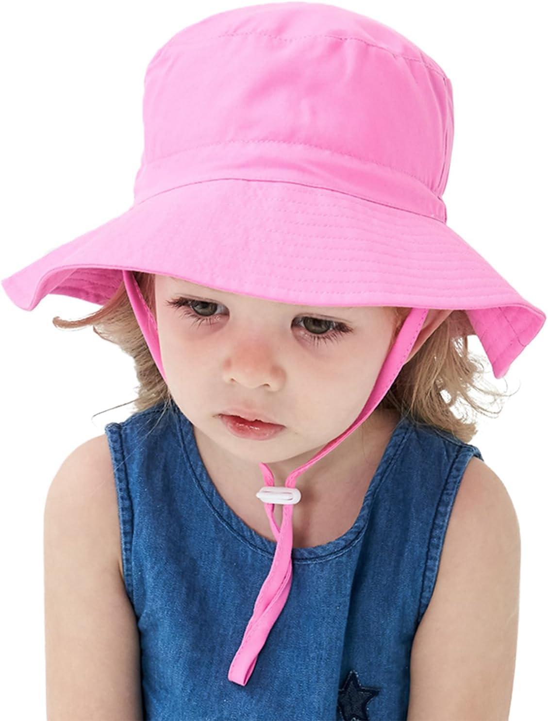 imageBaby Sun Hat Adjustable Cap Toddler Beach Summer Hats UPF 50 for Baby Girl BoyPink