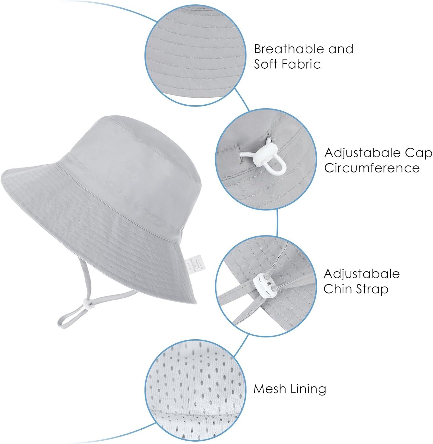 imageBaby Sun Hat Adjustable Cap Toddler Beach Summer Hats UPF 50 for Baby Girl BoyWhite