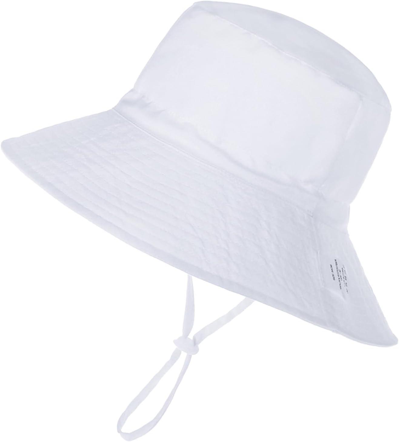 imageBaby Sun Hat Adjustable Cap Toddler Beach Summer Hats UPF 50 for Baby Girl BoyWhite