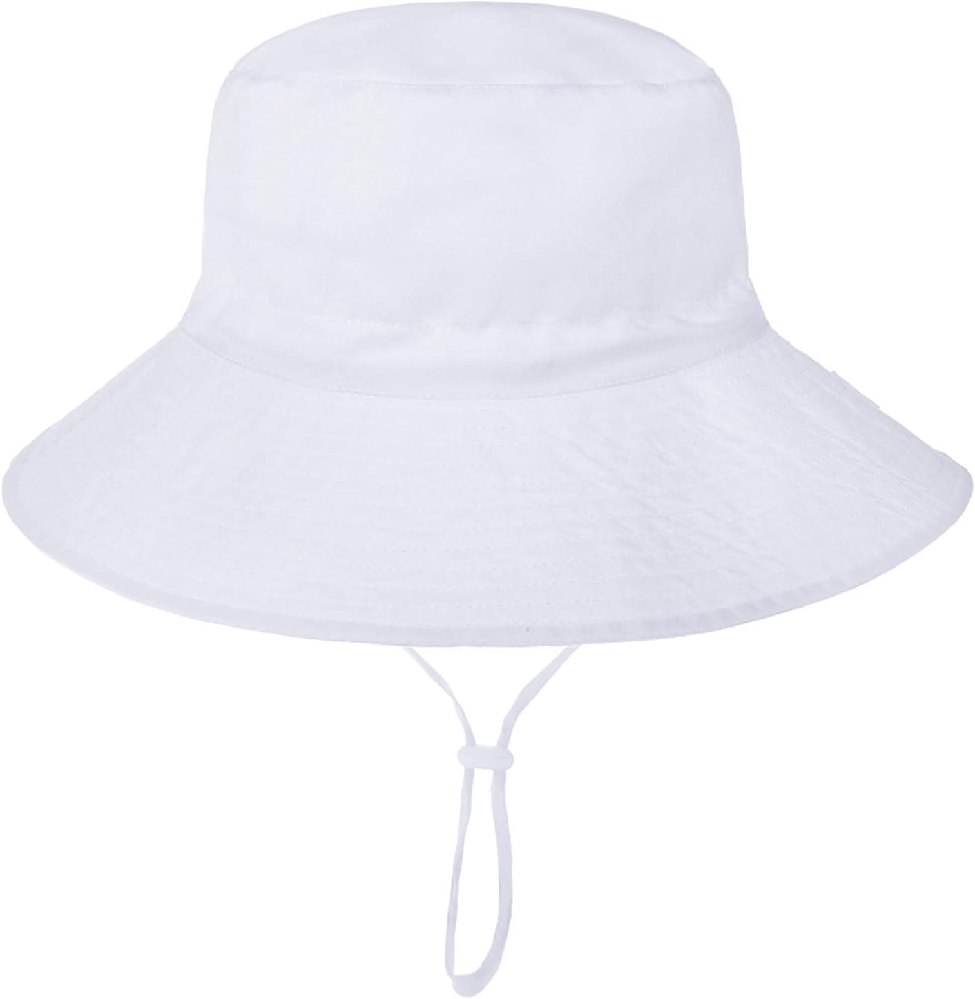 imageBaby Sun Hat Adjustable Cap Toddler Beach Summer Hats UPF 50 for Baby Girl BoyWhitepink