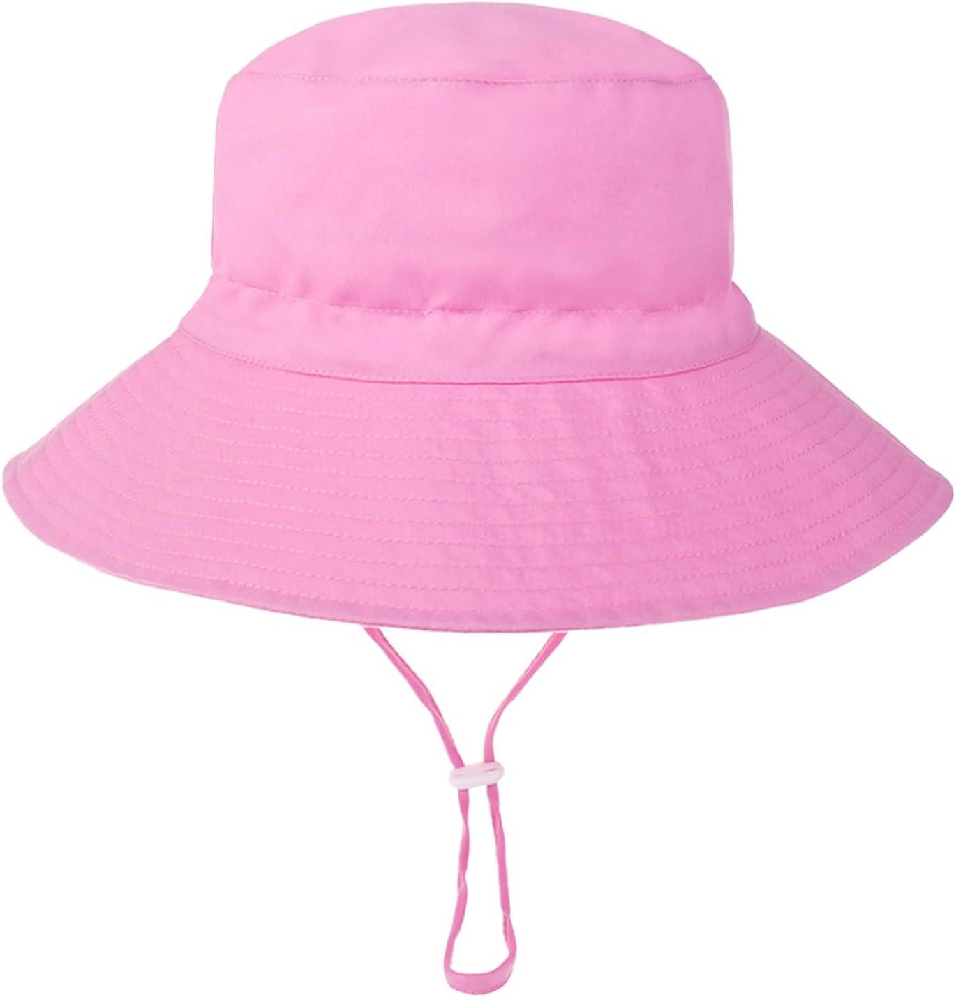 imageBaby Sun Hat Adjustable Cap Toddler Beach Summer Hats UPF 50 for Baby Girl BoyWhitepink