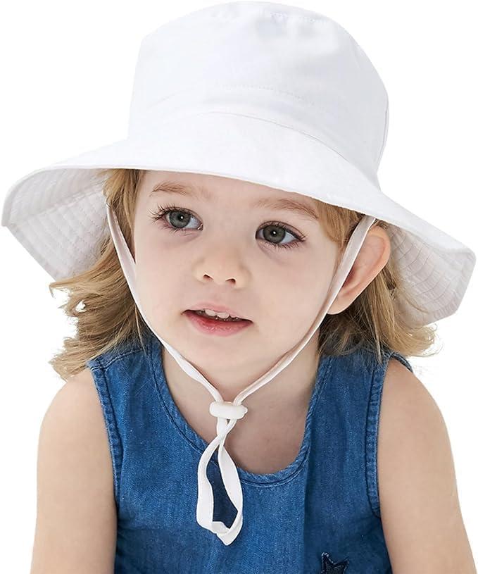 imageBaby Sun Hat Adjustable Cap Toddler Beach Summer Hats UPF 50 for Baby Girl BoyWhitepurple