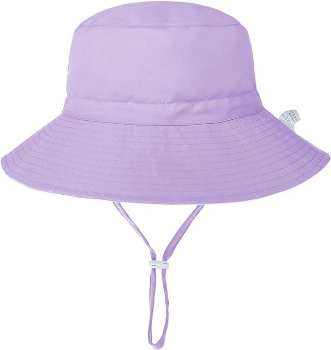imageBaby Sun Hat Adjustable Cap Toddler Beach Summer Hats UPF 50 for Baby Girl BoyWhitepurple