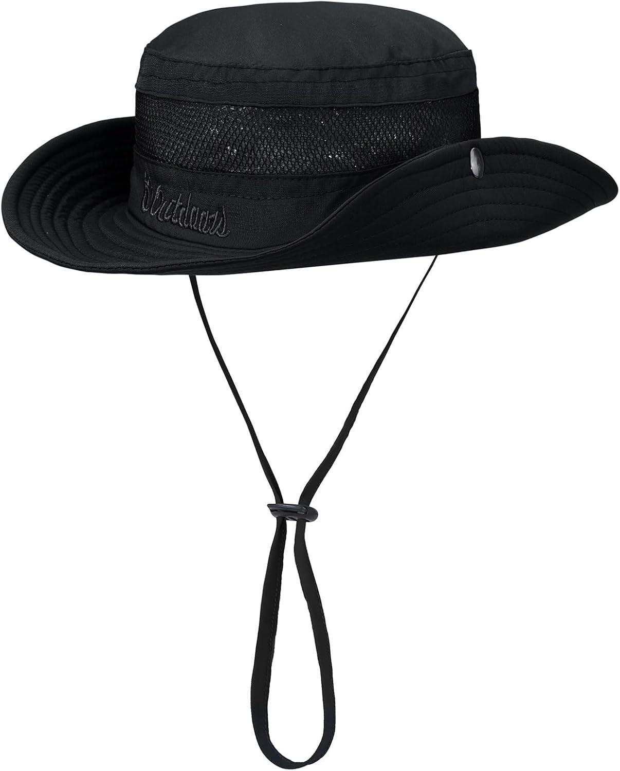 imageKids Sun hat for Girls Boys Outdoor Breathable Sun Protection UPF 50 Cap Wide Brim Summer Beach Bucket hatBlack