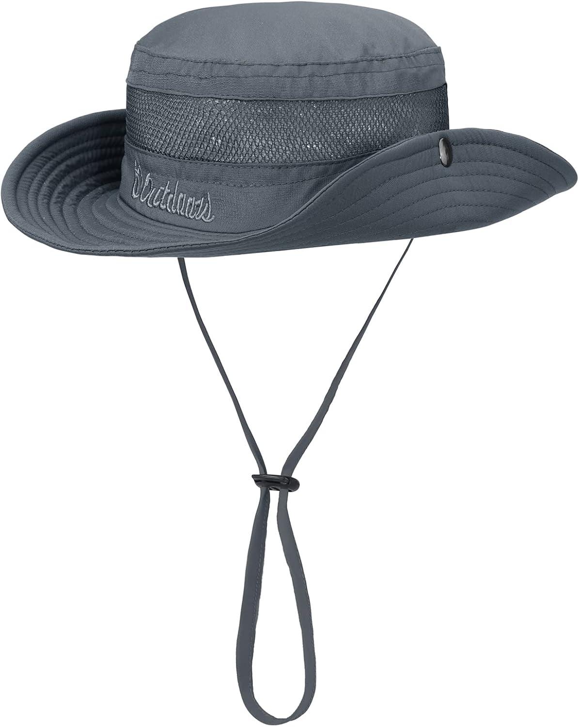 imageKids Sun hat for Girls Boys Outdoor Breathable Sun Protection UPF 50 Cap Wide Brim Summer Beach Bucket hatDark Grey