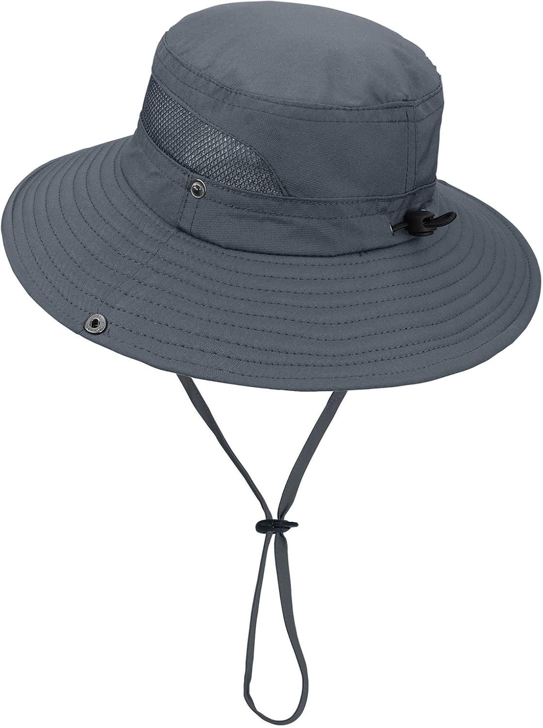 imageKids Sun hat for Girls Boys Outdoor Breathable Sun Protection UPF 50 Cap Wide Brim Summer Beach Bucket hatDark Grey