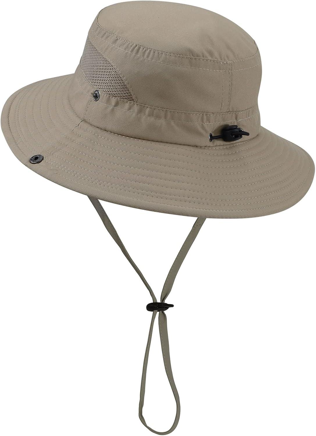 imageKids Sun hat for Girls Boys Outdoor Breathable Sun Protection UPF 50 Cap Wide Brim Summer Beach Bucket hatDeep Khaki
