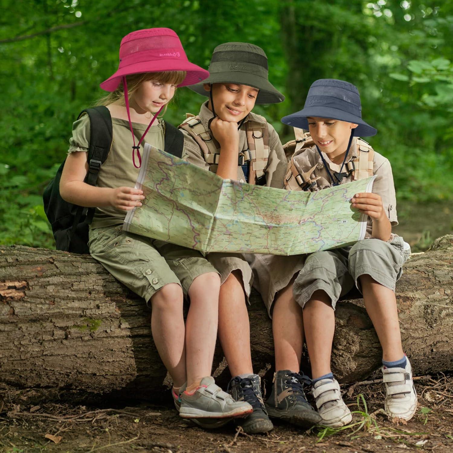 imageKids Sun hat for Girls Boys Outdoor Breathable Sun Protection UPF 50 Cap Wide Brim Summer Beach Bucket hatDeep Khaki