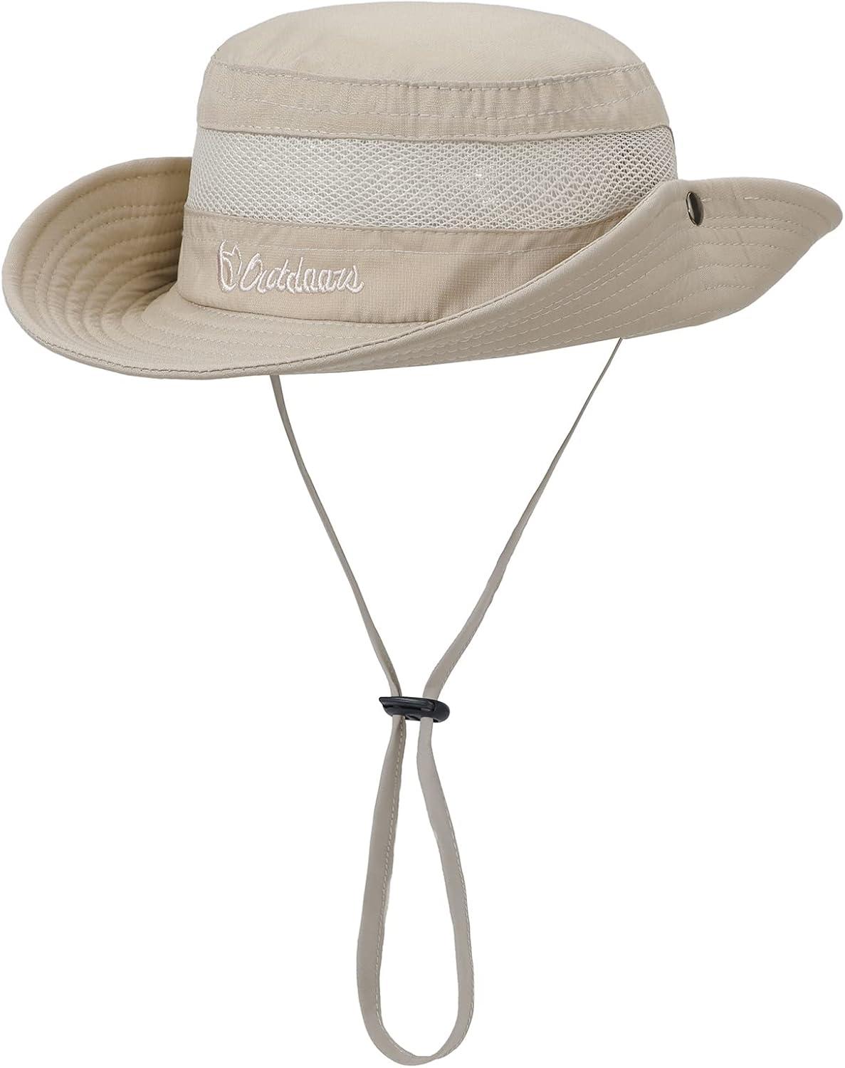 imageKids Sun hat for Girls Boys Outdoor Breathable Sun Protection UPF 50 Cap Wide Brim Summer Beach Bucket hatLight Beige