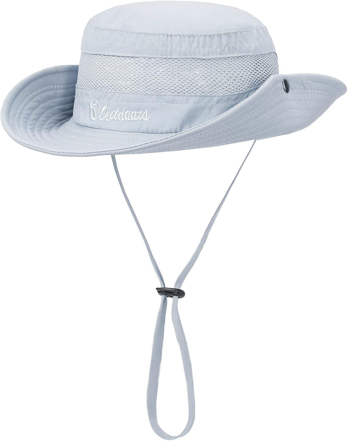 imageKids Sun hat for Girls Boys Outdoor Breathable Sun Protection UPF 50 Cap Wide Brim Summer Beach Bucket hatLight Grey