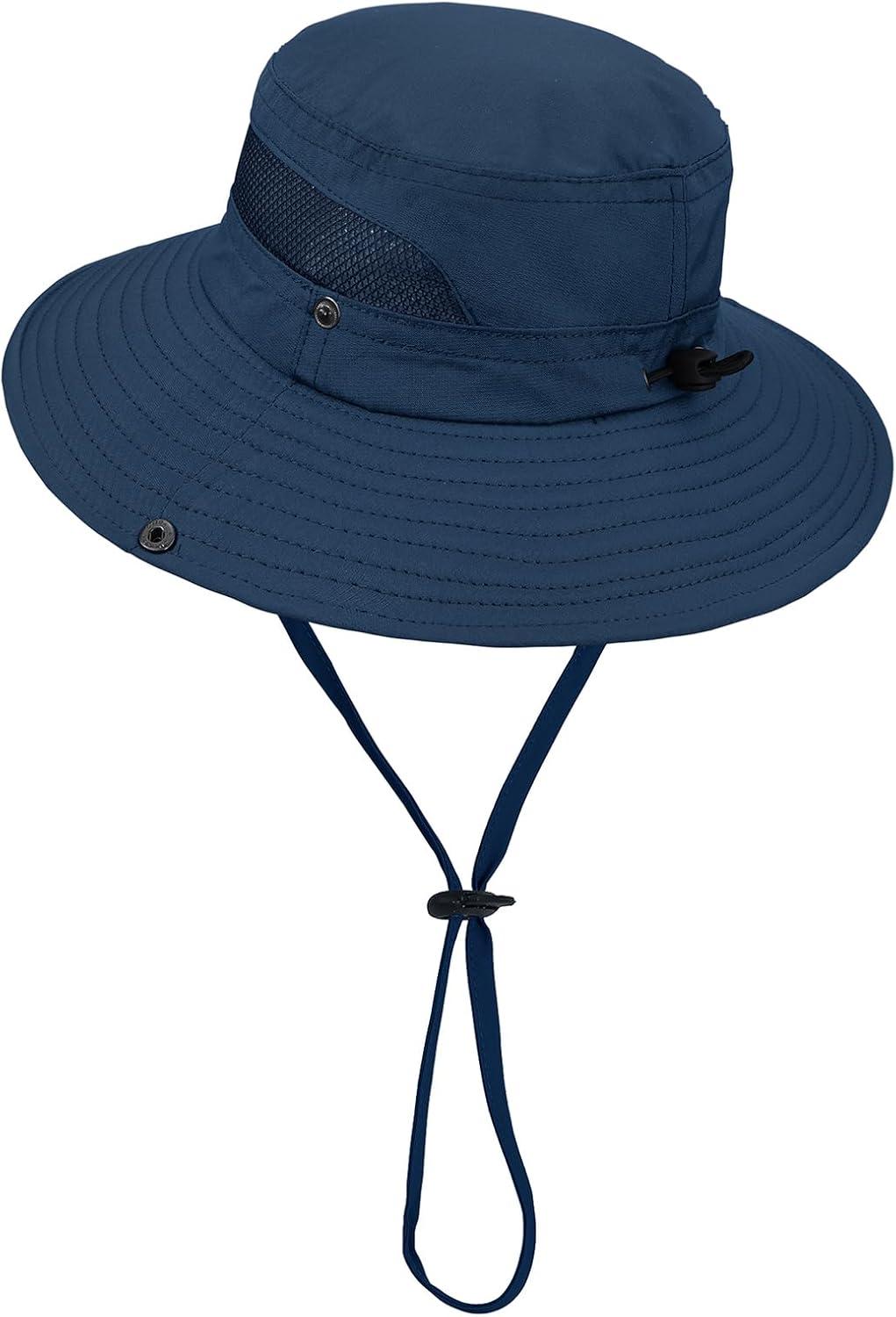 imageKids Sun hat for Girls Boys Outdoor Breathable Sun Protection UPF 50 Cap Wide Brim Summer Beach Bucket hatNavy