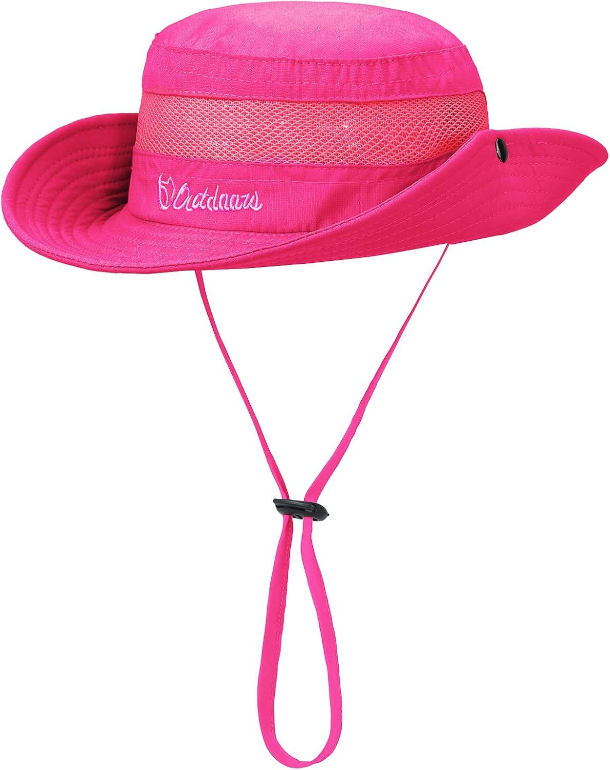 imageKids Sun hat for Girls Boys Outdoor Breathable Sun Protection UPF 50 Cap Wide Brim Summer Beach Bucket hatRose Red