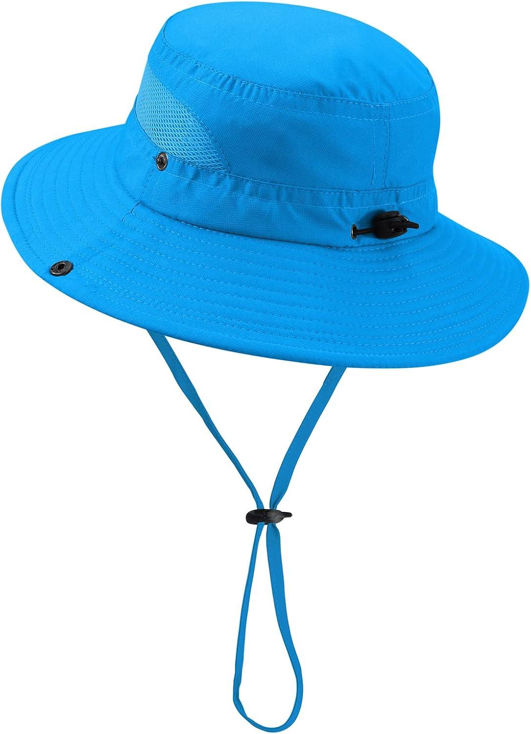imageKids Sun hat for Girls Boys Outdoor Breathable Sun Protection UPF 50 Cap Wide Brim Summer Beach Bucket hatSky Blue
