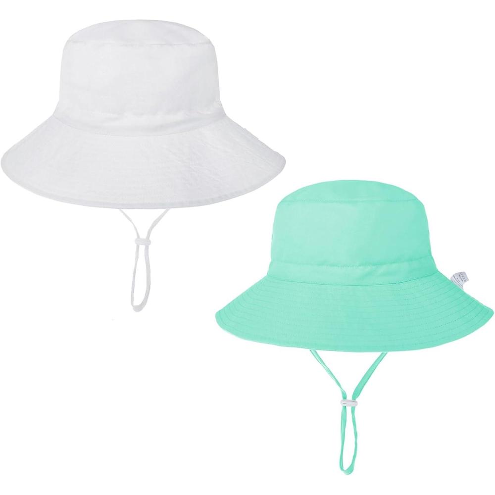 imageBaby Sun Hat Adjustable Cap Toddler Beach Summer Hats UPF 50 for Baby Girl BoyWhitelight Green