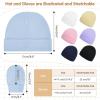 imageAmerican Trends Baby Beanies for Boys Girls Newborn Infant Hat with Mittens Cute Cotton Hospital Hats for 06 MonthsA 3 Pack Pink  White  Gray