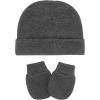imageAmerican Trends Baby Beanies for Boys Girls Newborn Infant Hat with Mittens Cute Cotton Hospital Hats for 06 MonthsA 4 Pack Black  White  Gray  Dark Gray