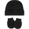imageAmerican Trends Baby Beanies for Boys Girls Newborn Infant Hat with Mittens Cute Cotton Hospital Hats for 06 MonthsA 4 Pack Black  White  Gray  Navy
