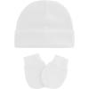 imageAmerican Trends Baby Beanies for Boys Girls Newborn Infant Hat with Mittens Cute Cotton Hospital Hats for 06 MonthsA 4 Pack White  Light Blue  Navy  Gray