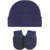 imageAmerican Trends Baby Beanies for Boys Girls Newborn Infant Hat with Mittens Cute Cotton Hospital Hats for 06 MonthsA 4 Pack White  Light Blue  Navy  Gray
