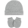 imageAmerican Trends Baby Beanies for Boys Girls Newborn Infant Hat with Mittens Cute Cotton Hospital Hats for 06 MonthsA 4 Pack White  Light Blue  Navy  Gray