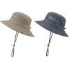 imageKids Sun hat for Girls Boys Outdoor Breathable Sun Protection UPF 50 Cap Wide Brim Summer Beach Bucket hat2 Pack Deep Khaki  Dark Grey
