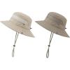 imageKids Sun hat for Girls Boys Outdoor Breathable Sun Protection UPF 50 Cap Wide Brim Summer Beach Bucket hat2 Pack Deep Khaki  Light Beige