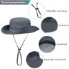 imageKids Sun hat for Girls Boys Outdoor Breathable Sun Protection UPF 50 Cap Wide Brim Summer Beach Bucket hat2 Pack Deep Khaki  Light Beige