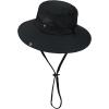 imageKids Sun hat for Girls Boys Outdoor Breathable Sun Protection UPF 50 Cap Wide Brim Summer Beach Bucket hatBlack
