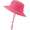 imageKids Sun hat for Girls Boys Outdoor Breathable Sun Protection UPF 50 Cap Wide Brim Summer Beach Bucket hatWatermelon Red