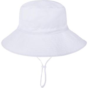 imageBaby Sun Hat Adjustable Cap Toddler Beach Summer Hats UPF 50 for Baby Girl BoyWhite