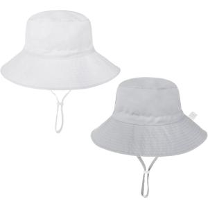 imageBaby Sun Hat Adjustable Cap Toddler Beach Summer Hats UPF 50 for Baby Girl BoyWhitegray