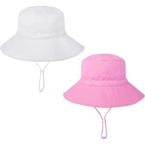 imageBaby Sun Hat Adjustable Cap Toddler Beach Summer Hats UPF 50 for Baby Girl BoyWhitepink