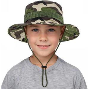 imageKids Sun hat for Girls Boys Outdoor Breathable Sun Protection UPF 50 Cap Wide Brim Summer Beach Bucket hatCamo