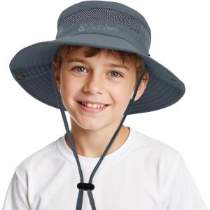 imageKids Sun hat for Girls Boys Outdoor Breathable Sun Protection UPF 50 Cap Wide Brim Summer Beach Bucket hatDark Grey