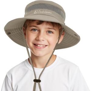 imageKids Sun hat for Girls Boys Outdoor Breathable Sun Protection UPF 50 Cap Wide Brim Summer Beach Bucket hatDeep Khaki