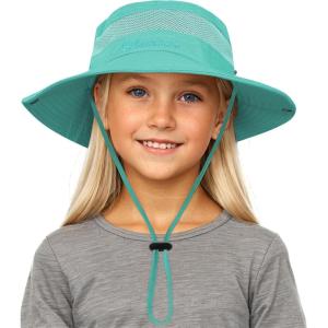 imageKids Sun hat for Girls Boys Outdoor Breathable Sun Protection UPF 50 Cap Wide Brim Summer Beach Bucket hatLake Blue