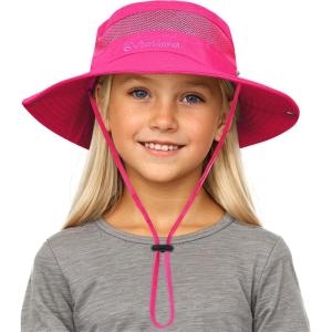 imageKids Sun hat for Girls Boys Outdoor Breathable Sun Protection UPF 50 Cap Wide Brim Summer Beach Bucket hatRose Red
