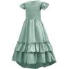 imageAmerican Trends Boho Dress Girls Formal Dress Ruffle Short Sleeve ALine Maxi Dress Elegant Flowy Dress for 613 YearsGreen
