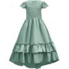 imageAmerican Trends Boho Dress Girls Formal Dress Ruffle Short Sleeve ALine Maxi Dress Elegant Flowy Dress for 613 YearsGreen