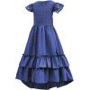 imageAmerican Trends Boho Dress Girls Formal Dress Ruffle Short Sleeve ALine Maxi Dress Elegant Flowy Dress for 613 YearsNavy Blue