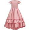 imageAmerican Trends Boho Dress Girls Formal Dress Ruffle Short Sleeve ALine Maxi Dress Elegant Flowy Dress for 613 YearsPink