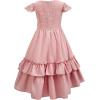 imageAmerican Trends Boho Dress Girls Formal Dress Ruffle Short Sleeve ALine Maxi Dress Elegant Flowy Dress for 613 YearsPink