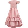 imageAmerican Trends Boho Dress Girls Formal Dress Ruffle Short Sleeve ALine Maxi Dress Elegant Flowy Dress for 613 YearsPink