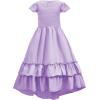 imageAmerican Trends Boho Dress Girls Formal Dress Ruffle Short Sleeve ALine Maxi Dress Elegant Flowy Dress for 613 YearsPurple