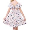 imageAmerican Trends Girls Dress Ruffle Dress Tie Back Short Sleeve Square Neck Off Shoulder Dress for Girls 415 YearsAmerican Flag