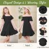 imageAmerican Trends Girls Dress Ruffle Dress Tie Back Short Sleeve Square Neck Off Shoulder Dress for Girls 415 YearsBlack